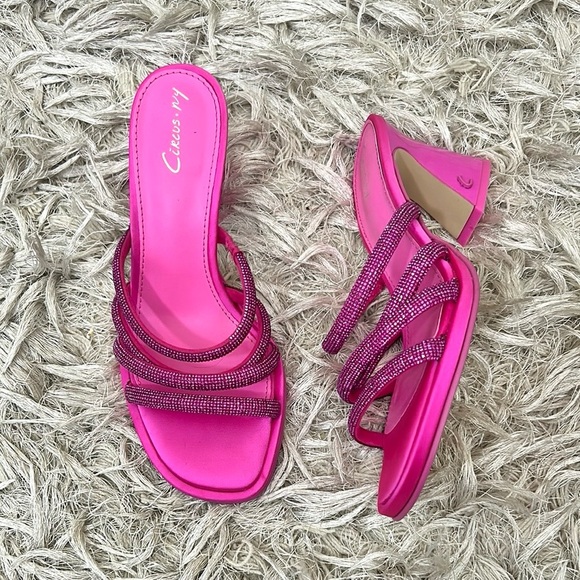 Circus NY by Sam Edelman Heddie Embellished Mule Sandals in Pink Punch Sz 6.5 - Picture 4 of 11